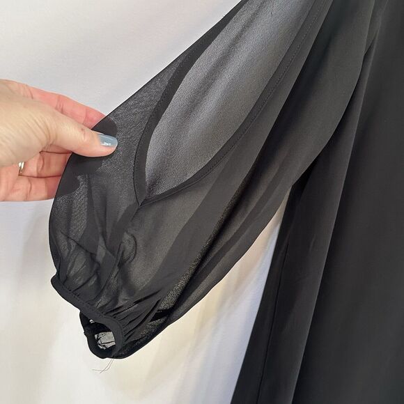 Lulus Dress XS Shifting Dears Black Long Split Sleeve Mini V Neck Cocktail NEW - Picture 4 of 12